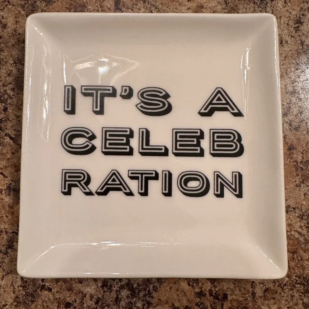 Modern‎ Expressions Porcelain Appetizer Plates Set of 4 Cheers Celebration 5.5in